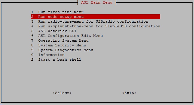 2 Run node-setup menu